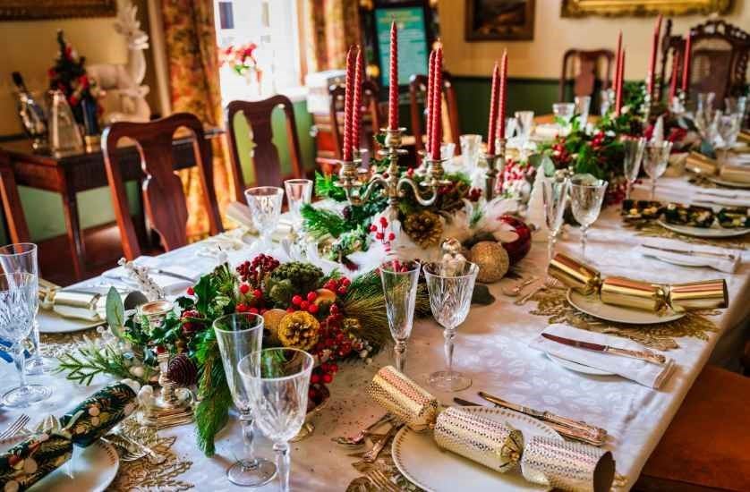 A table set for Christmas in the Victorian style